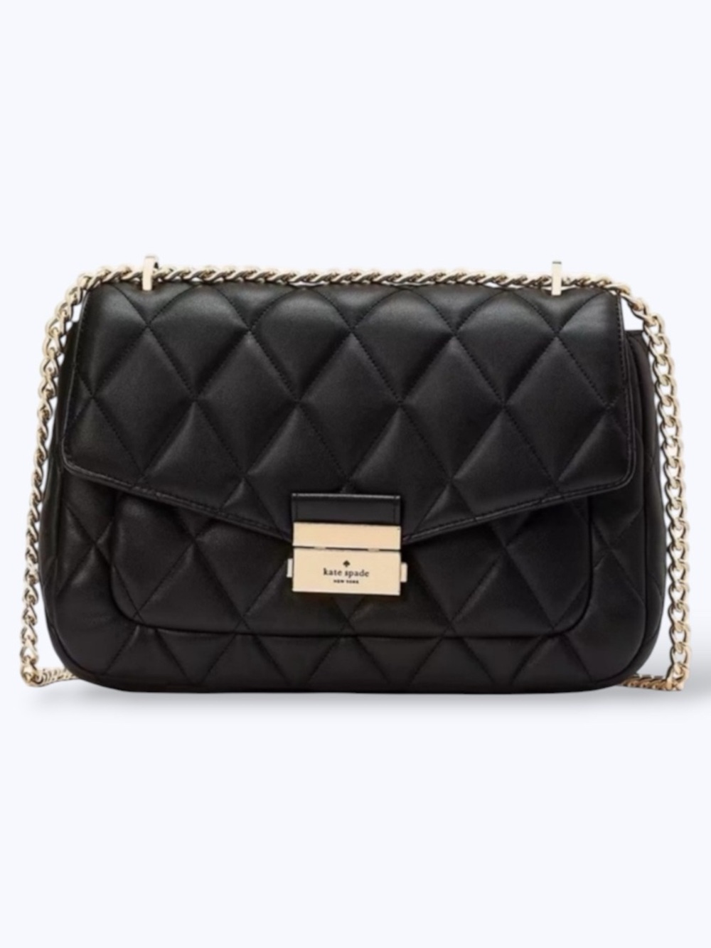 Kate Spade Carey Smooth Leather Medium Flap Quilted Shoulder Crossbody Bag